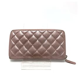 Portafoglio lungo in pelle rosa Chanel