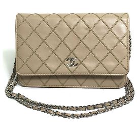 Portafoglio a Catena in Pelle di Agnello Beige Chanel