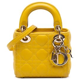 Dior Giallo Micro Pelle di Agnello Cannage Lady Dior