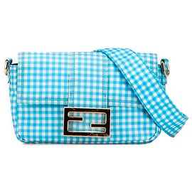 Borsa a baguette mini in nylon convertibile Fendi Blue Joshua Vides