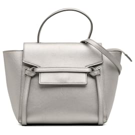 Céline Belt bag in vitello laminato argento Celine Nano