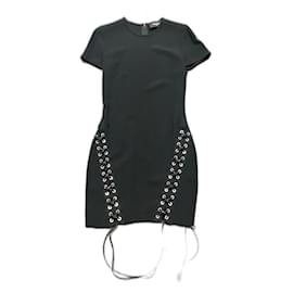 Dsquared2 Schwarzes Kleid mit Lederbändern