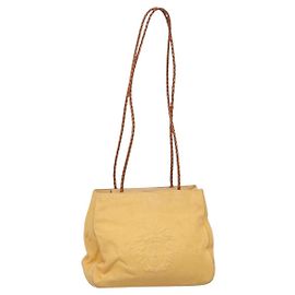 Borsa a Spalla Gianni Versace in Tela e Pelle Giallo Oro Auth bs28971