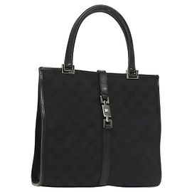 Borsa a mano Jackie in tela GG Gucci Nero Argento 002 1065 Auth ep10213
