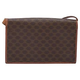 Céline Borsa a Spalla in Tela Macadam CELINE in Pelle PVC Marrone Oro Auth ki5877
