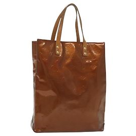 LOUIS VUITTON Bolsa de Mão Monogram Vernis Reade MM Bronze M91143 LV Auth 137924