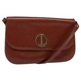 Borsa a Spalla Christian Dior in Pelle Marrone Oro Auth fm4829