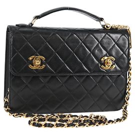 CHANEL Matelassé Doppio Chiusura Coco Borsa Catena Pelle di Agnello CC Auth 138976SA