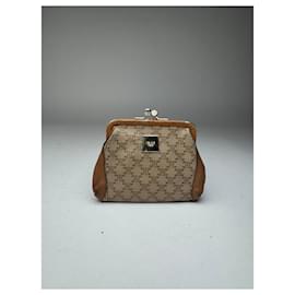 Portacarte / Borsetta in pelle monogramma Triomphe Celine Paris vintage beige marrone - Céline