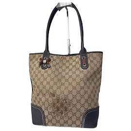 Borsa in pelle monogramma Gucci vintage beige marrone
