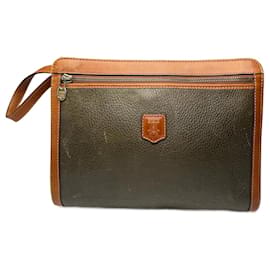 Céline Clutch in pelle vintage Celine Paris marrone verde