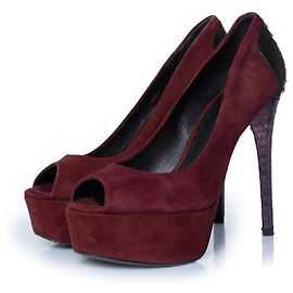 Brian Atwood, décolleté in suede bordeaux