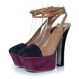 Yves Saint Laurent, escarpins plateforme en daim tricolore