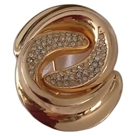Spilla Dior metallo dorato strass