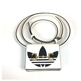 Gucci Adidas Bi-Fold Wallet Black and White Leather