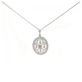 Autre Marque Collana in oro bianco Au750 e oro giallo Au750 con fiore in diamante rosa