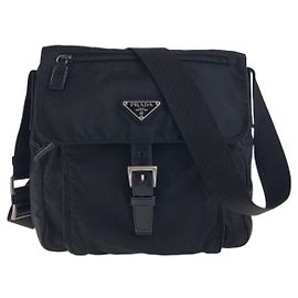 Borsa a Spalla in Nylon e Pelle Tessuto di Prada