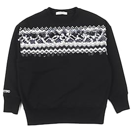 Baumwoll-Sweatshirt mit Valentino-Logo und Perlenstickerei