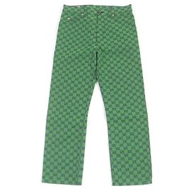 Pantaloni in pelle di poliuretano jacquard GG di Gucci