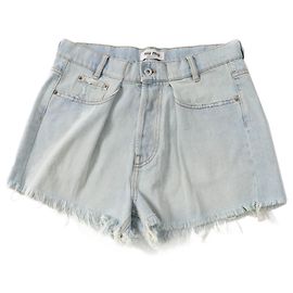 Shorts de algodón y poliéster Miu Miu con logo recortado
