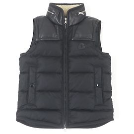 Moncler MILLAIS GILET Chaleco de lana de cordero, cuero de cordero, cuero de vaca, nailon, chaleco de plumas