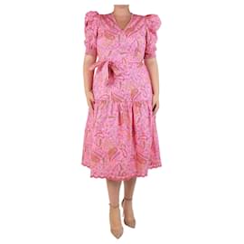 Isabel Marant Vestido midi franzido floral roxo - tamanho UK 14