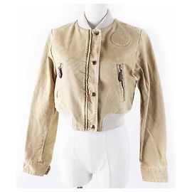 Chaqueta cropped de denim lavado de algodón Louis Vuitton 1AB74I
