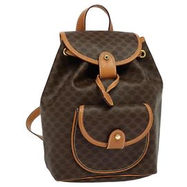 Céline CELINE Macadam Canvas Rucksack aus PVC-Leder in Braun-Gold Auth yk19307