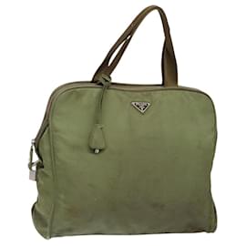 PRADA Handtasche Nylon Grün Silber Auth 139545 - Prada