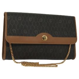 Christian Dior Schultertasche aus Waben-Canvas mit PVC-Kette in Schwarz und Gold Auth BA4863