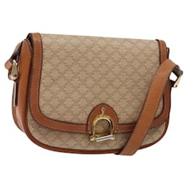 Céline Borsa a Spalla in Tela Macadam CELINE Beige Oro Auth ep10178