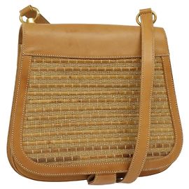 Borsa a Spalla in Pelle Beige Oro GUCCI Auth hk2913