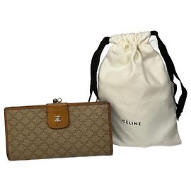 Céline Cartera de cuero beige Celine Paris Triomphe vintage