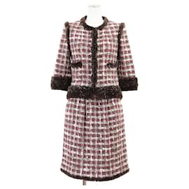 Conjunto de piel de conejo de tweed de Chanel
