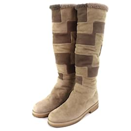 Knielange Stiefel aus Wildleder mit H-Motiv aus der Hermès Margiela-Periode