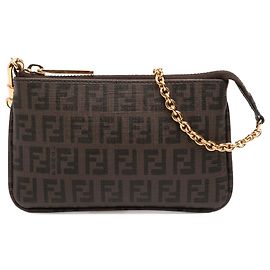 Fendi Braune Zucchino Spalmati Ketten-Pochette