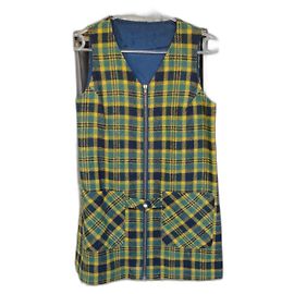 Autre Marque Mini vestido de lana verde y amarillo