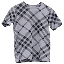T-shirt a quadri Burberry in cotone grigio