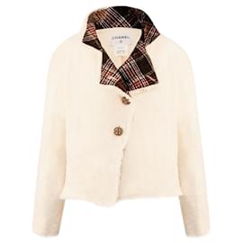 CHAQUETA DE TWEED ECRU CHANEL 13A PARÍS EDIMBURGO CON BOTONES GRIPOIX FR 44