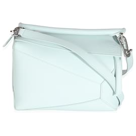 Borsa Puzzle Edge Small in pelle di vitello grana blu chiaro Loewe