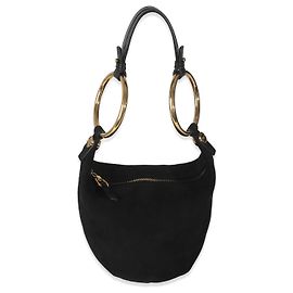 Borsa a bracciale piccola in suede nero Chloé con dettagli dorati