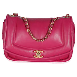 Borsa Simply Flap media in pelle di agnello rosa scuro di Chanel