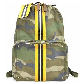 Zaino in tela e pelle khaki Valentino Garavani