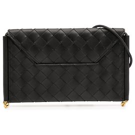 Pochette per telefono Bottega Veneta in pelle di vitello nera Intrecciato Solstice