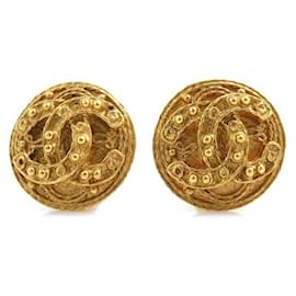 Chanel Coco Mark Metall Gold Clip Ohrringe