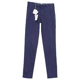 Pantaloni in cotone blu navy Brunello Cucinelli vestibilità italiana