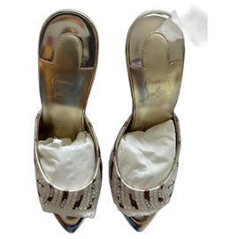 Mule Christian Louboutin Miss Z Gaagal Strass Beige Satin 38