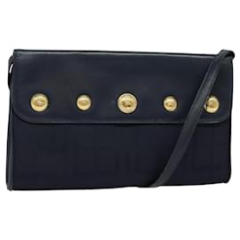 Autre Marque Borsa a Spalla Burberrys in Tela Blu Navy e Oro Auth SW1499