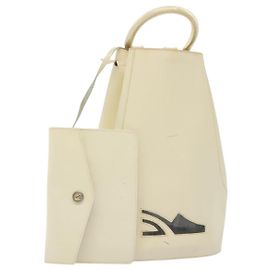 Zaino Gancini in smalto bianco e oro di Salvatore Ferragamo Auth bs28923