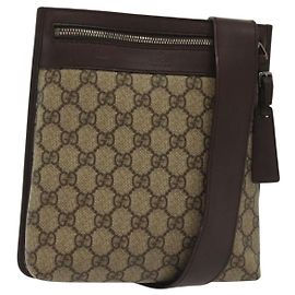 Gucci Borsa a Spalla GG Supreme PVC Beige Argento 92562 Auth 140791